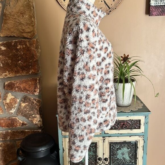 SO Cozy Softest Sherpa Pink Gray Animal Print 1/4-Zip Jacket Juniors Sz XXL - Picture 6 of 14